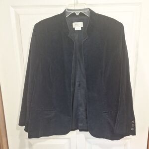 Vintage Ellen B Classic Lined Black Velvet Open Blazer-XXL (46)
